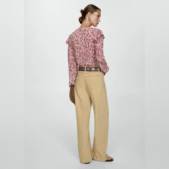 Mango Floral Ruffle Blouse - Pink Size Extra Large - Picture 4 of 7